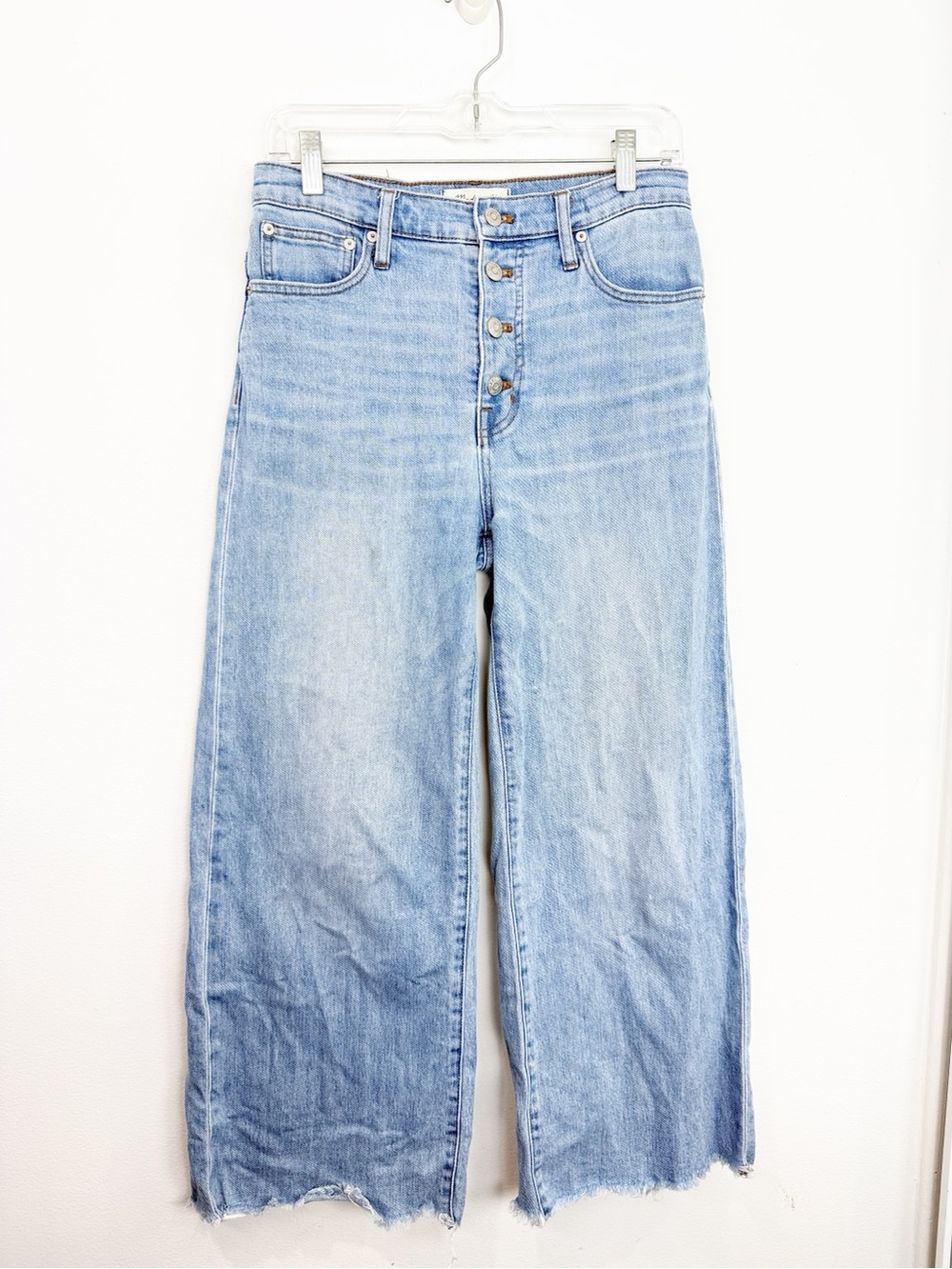Madewell Wideleg Crop Raw Hem Denim Jean Button Closure Size 27